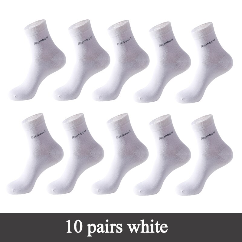 Chaussettes en bambou à bout sans couture pour hommes, décontractées, souples, pour le travail, l'athlétisme et la randonnée: 10 pairs white