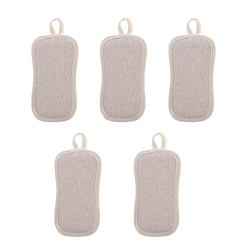 Chiffons de nettoyage de cuisine en microfibre, Double face, épais, éponge à récurer, outils de cuisine, Gadgets: 5pcs beige