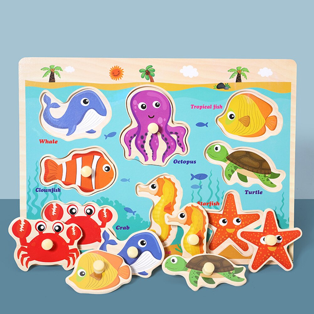 Animal Number Fruit Animal Wooden Puzzle Pairing Board Development Kids Toy Kids Educational Toys for Children