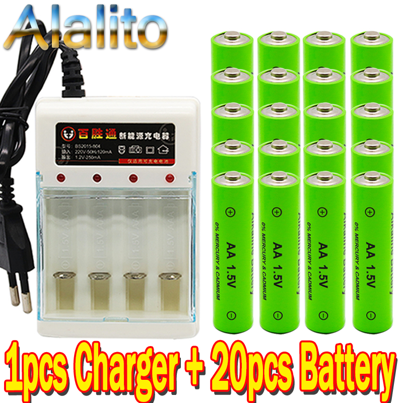 AA Batterie 3000 1,5 V Quanlity Akku AA 3000mAh NI-MH 1,5 V Wiederaufladbare 2A Batterie 3000mAh + ladegerät: Grün