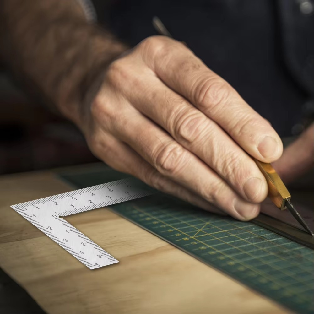 Rostfritt stål mini l fyrkantig linjal precisionsverktyg för träbearbetning mätverktyg fyrkantig l-formad linjal snickarverktyg