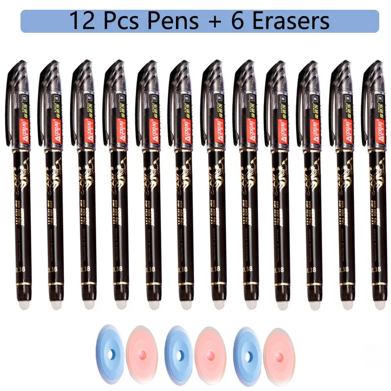 100 unids/set Kawaii recarga borrable bolígrafos borrables bolígrafo de Gel boceto escritura papelería para cuaderno útiles escolares lindo lápiz para niños