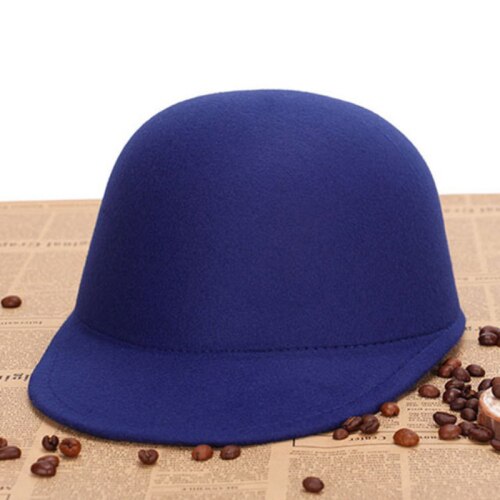 HT1835 Winter Herfst Vrouwen Hoeden Fedora Ronde Top Bowler Jazz Hoed Vintage Wolvilt Hoeden Solid Plain Ouder-kind cap Fedora Hoed: Adult Royal Blue