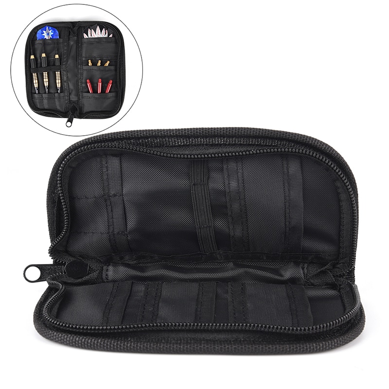 1 sæt sort holdbart dart tilbehør bæretaske tegnebog lommer indehaver opbevaringspose