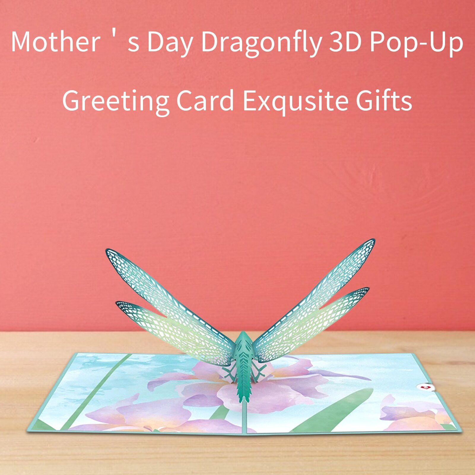 Mother's Day Dragonfly 3D Pop-Up Greeting Card Exqusite Message Card DIY Decoration Greeting Card Envelope