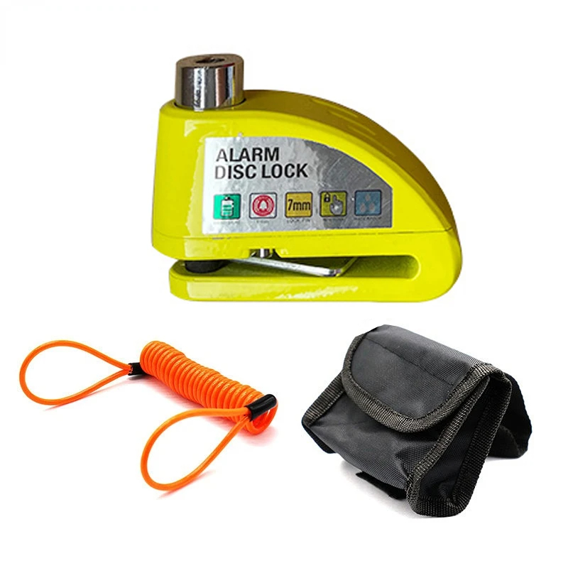 Motorrad Wasserdichtes Alarmschloss Fahrradschloss Sicherheit Diebstahlsicherung Motorrad Rad Scheibenbremse Schloss + Tasche + Erinnerungsseil: Silber