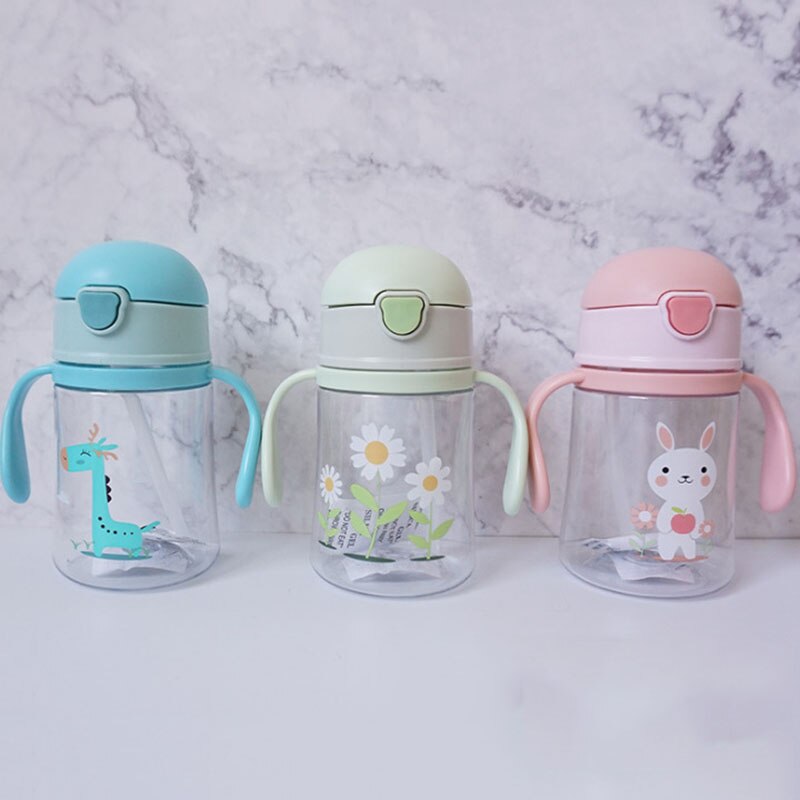 300ml schattige giraffen babybekers voor kinderen, kinderen leren eten, drinken, water, rietje, fles, mamadeira, tuitbeker, training, 3 kleuren