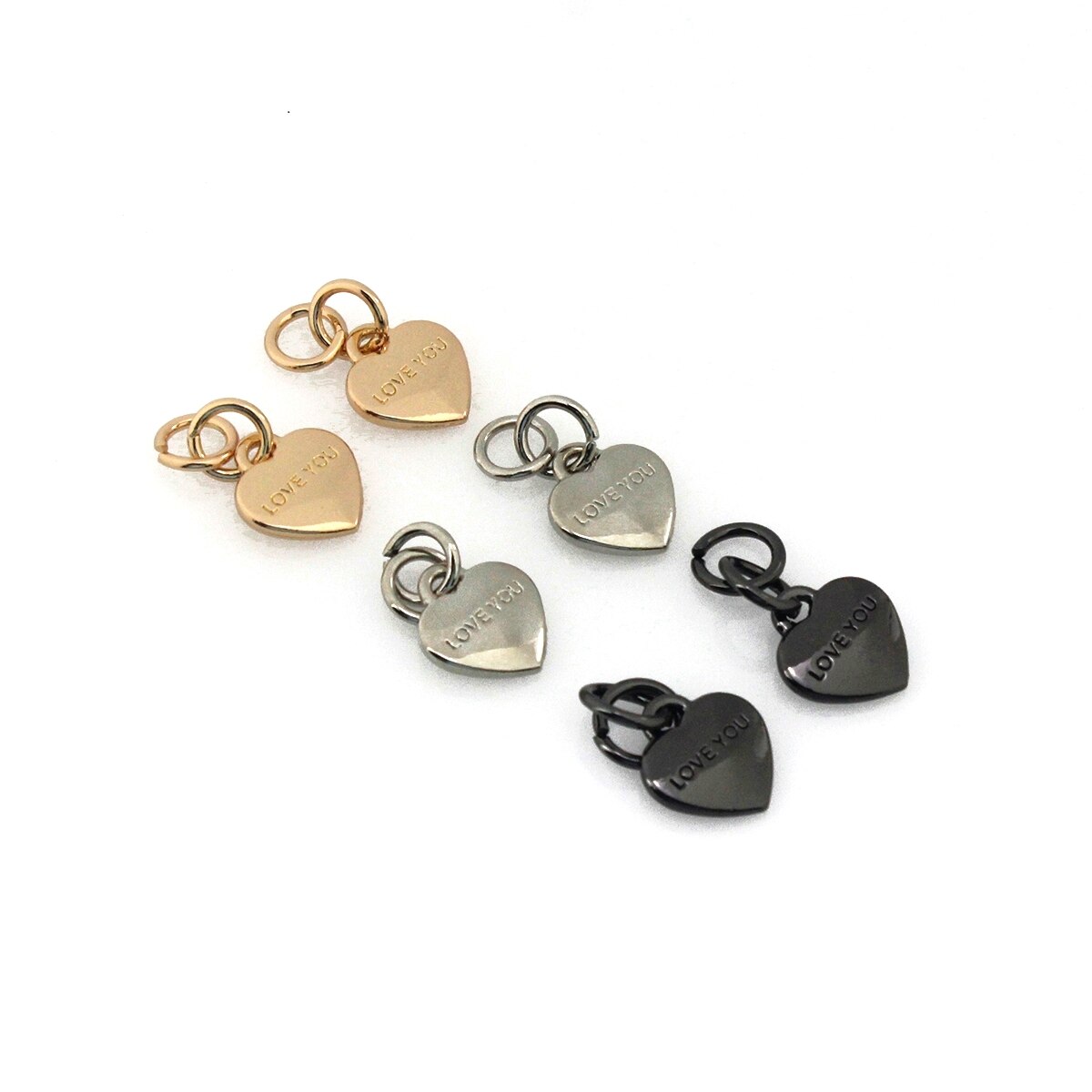 2 pièces en métal en forme de cœur, pendentif à fermeture éclair pour sac à main, porte-monnaie, bagages, chaussures, quincaillerie, fermeture, accessoires de sac