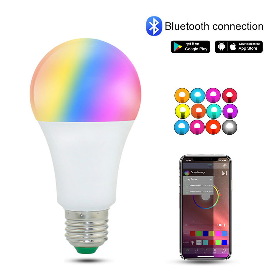Dimbare LED E27 Draadloze Bluetooth Smart Lamp 15 W 85-265 V B22 RGBW Led Lamp Muziek Controle 20 Modes toepassen op IOS/Android