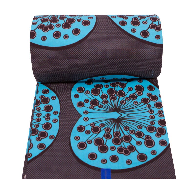 African Fabric Sky-Blue Colour Pure Cotton Print Fabric Real Wax 6Yards