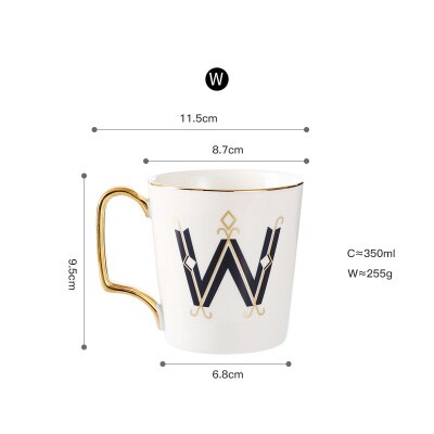 EWAYS – tasse à café en porcelaine avec poignée dorée, pour Couple, avec lettres créatives, d'anniversaire et de mariage: 18