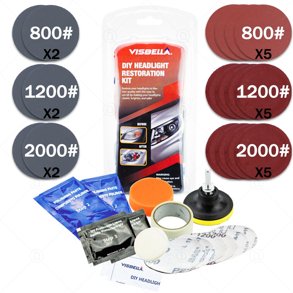 DIY Vehicle Headlight Restoration Kit Headlight Restore Cleaner With UV Protection Car Light Polisher Polishing Kit: 2