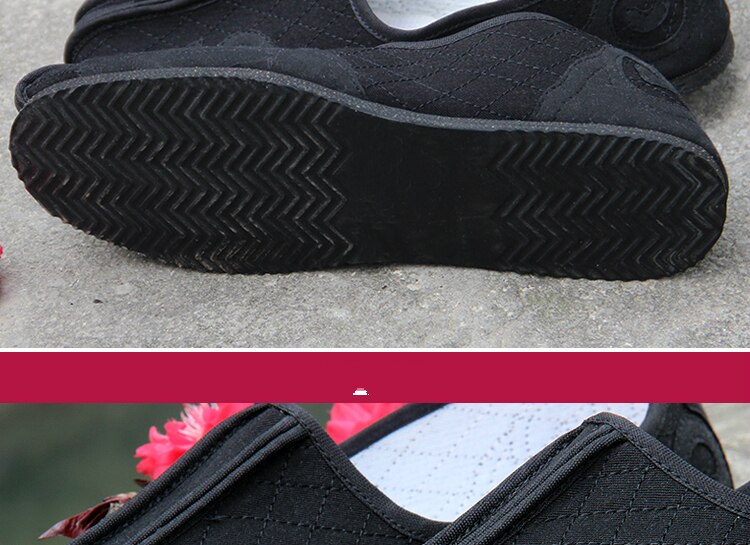 Chaussures taoïstes chinoises à semelles fortes en tissu, souliers Tai Chi et Kung Fu Wushu
