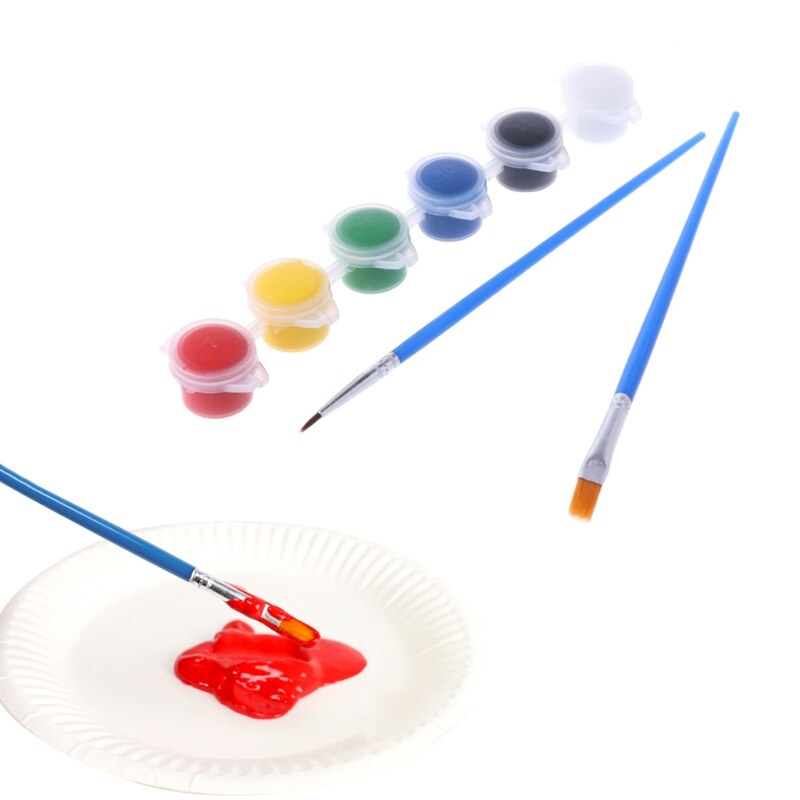 6 colores pinturas acrílicas con 2 pinceles uñas arte de pared pintura al óleo herramientas de arte suministro