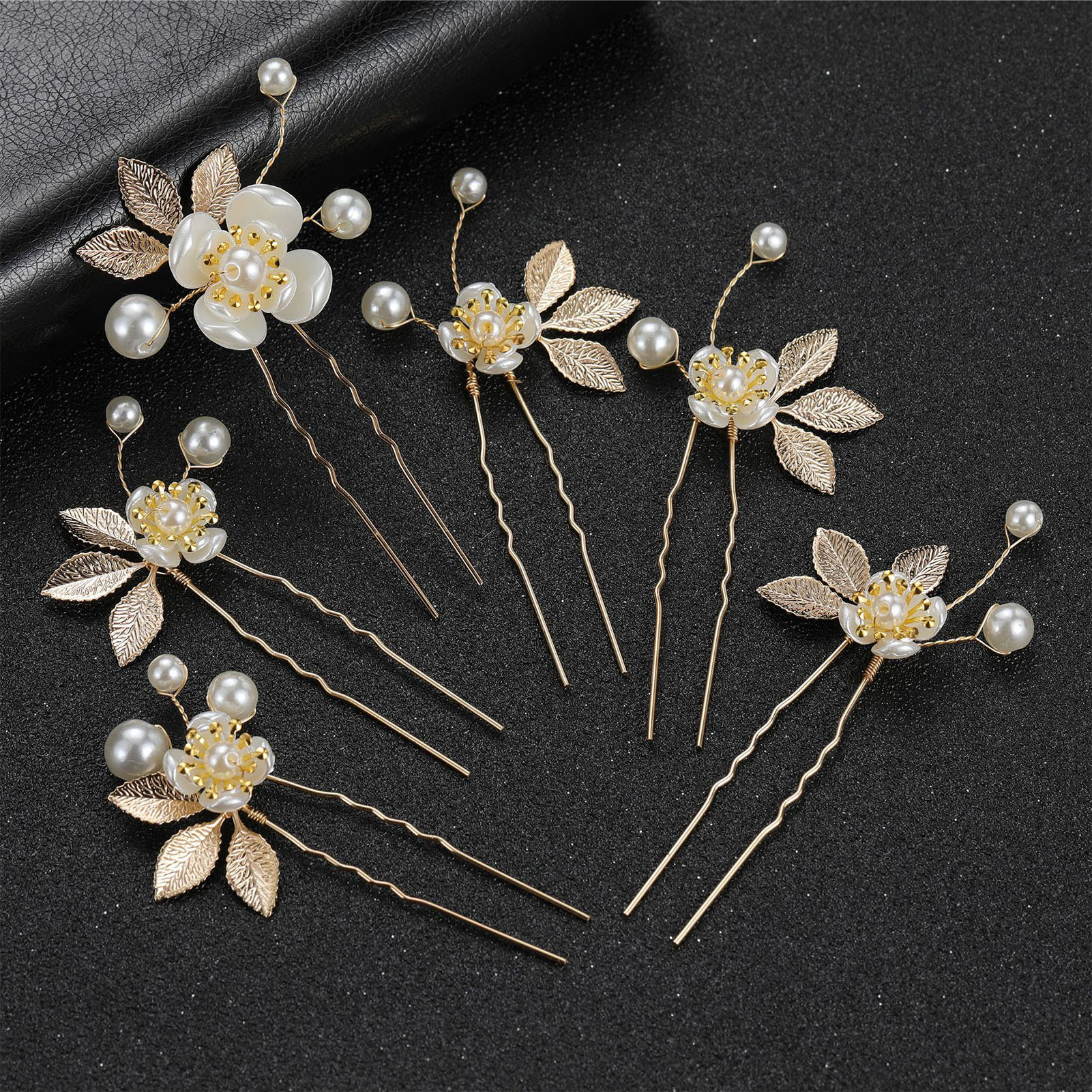 6 uds. De horquillas para el pelo en forma de U con diamantes de imitación, horquillas para el pelo de boda para novia pequeñas y sencillas, accesorios para el cabello de boda para mujer: Color oro puro