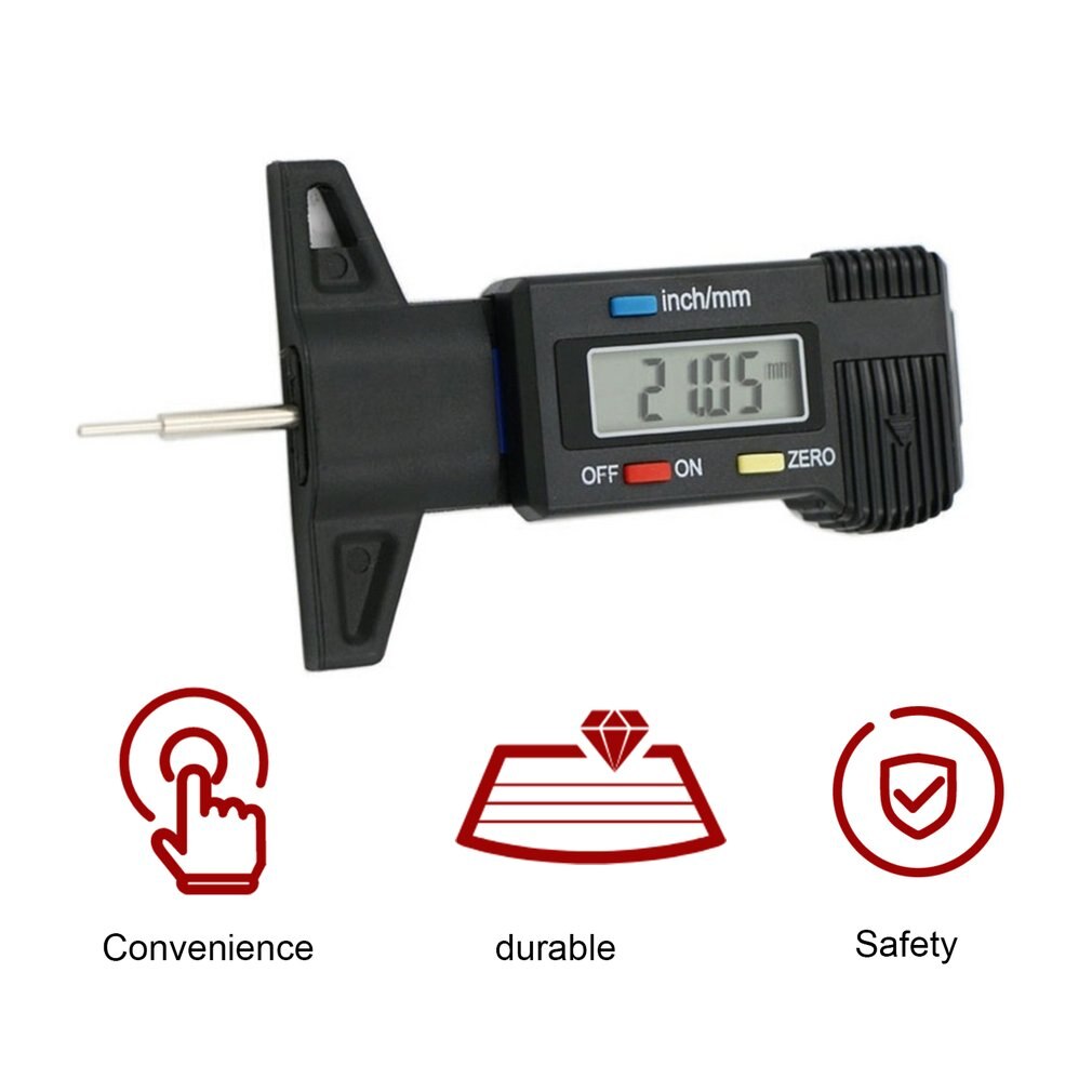 Digital Depth Gauge Tyre Tire Tester LCD Tread 0-25.4mm Meter Measurer Tool Electronic Caliper Car Wheel Motorcycle Trucks monit