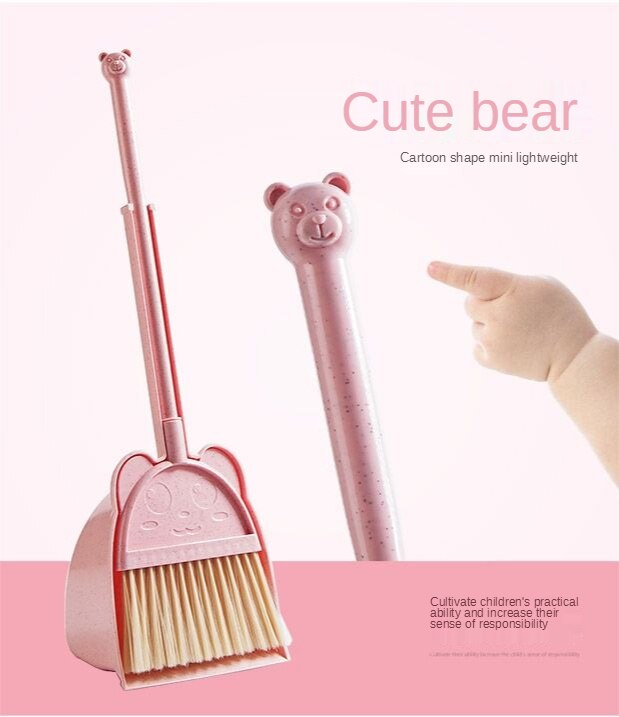 Children's Broom Dustpan Set Mini Baby House Cleaning Combination Soft Plastic Broom Exercise Children's Self-care Ability