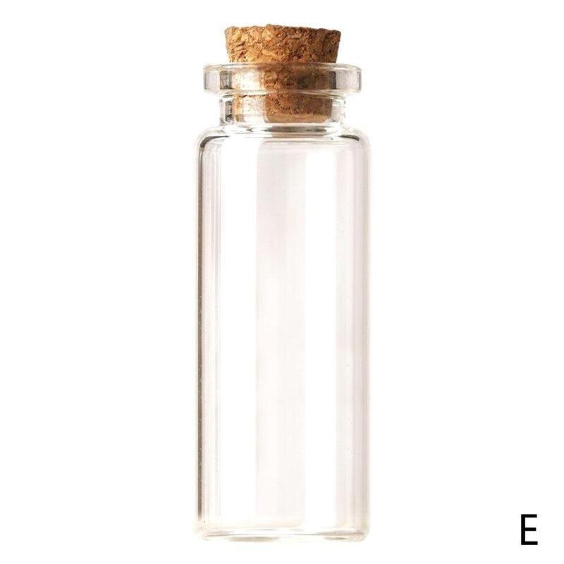 Frascos de vidrio para botellas pequeñas, recipientes de decoración Diy, Mini frascos para mensajes baratos, adornos, tapón de corcho para deseos, , 1 ud.: E