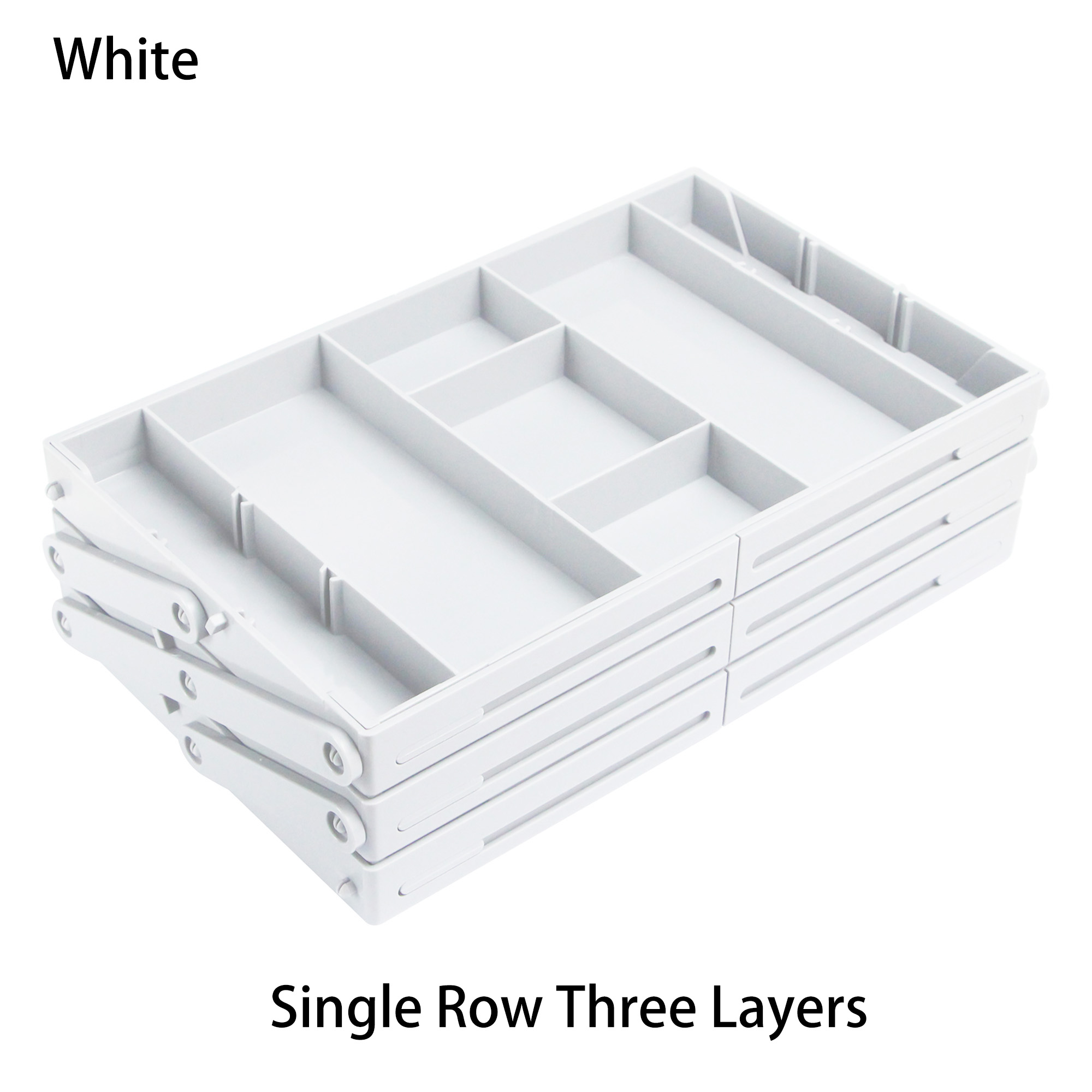 Organizador de cajones de 2/3 niveles, bandejas organizadoras de escritorio expandibles plegables de varios niveles para suministros de oficina, utensilios de cocina: Naranja