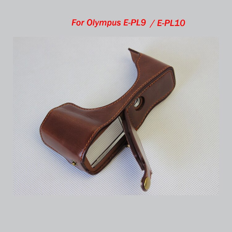Housse coque etui portefeuille Cuir PU sac photo Pour Olympus PEN E-PL7 E-PL8 E-PL9 E-PL10 Demi-coque Avec Batterie D'ouverture de: E-PL9 E-PL10 Coffee