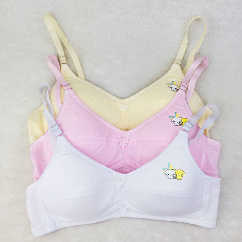 Young Girls Bra Teenager Soft Cotton Cartoon No Steel Ring Student Adjustable Lingerie Underwear Teenage Girl Comfortable Bra