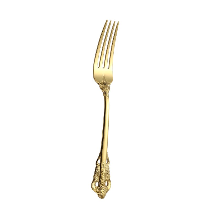 Spklifey servise sæt guld bestik gaffel rustfrit stål ske royal bestik gafler knive skeer køkken ske bordservice: Gaffel