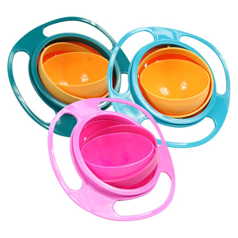 Baby Feeding Bowl Baby Spill-Proof Bowl Feeding Dish Cute Baby Gyro Bowl 360 Rotate Assist Kids Eating Training Bowl