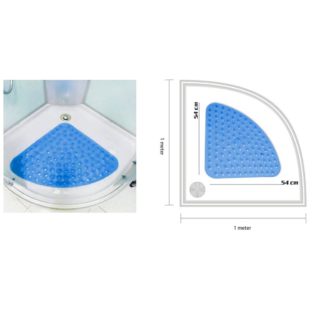 Corner Bath Shower Mat Non Slip Pad Quadrant Sector Rubber Anti-Bacterial Mat