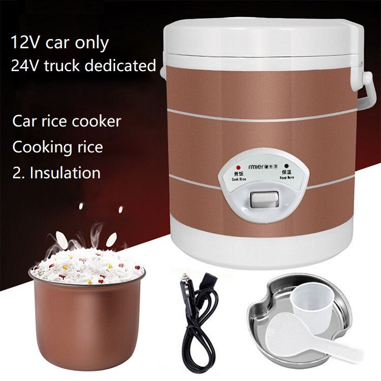 12V 24V mini rice cooker 1.6L car trucks electric soup porridge cooking machine food steamer warmer fast heating lunch box