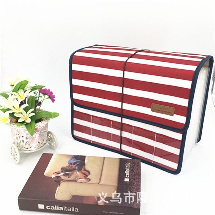 Large-capacity File 12 Pockets Portable Document Folder Accordion A4 File Folder Oxford Document Expandable Briefcase