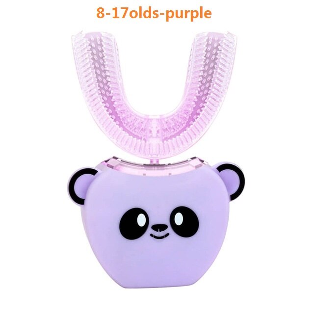 Smart 360 Degrees Automatic Sonic Electric Toothbrush for Children Adult U Type 4 Modes Tooth Brush USB Charging Tooth Whitening: 8-17old purple