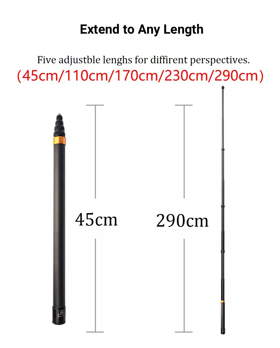 Version Insta360 3m Ultra-long Extended Edition Carbon Selfie Stick monopod tipod For Insta 360 ONE X2 Gopro DJI sjcam yi ca: 2.9m carbon