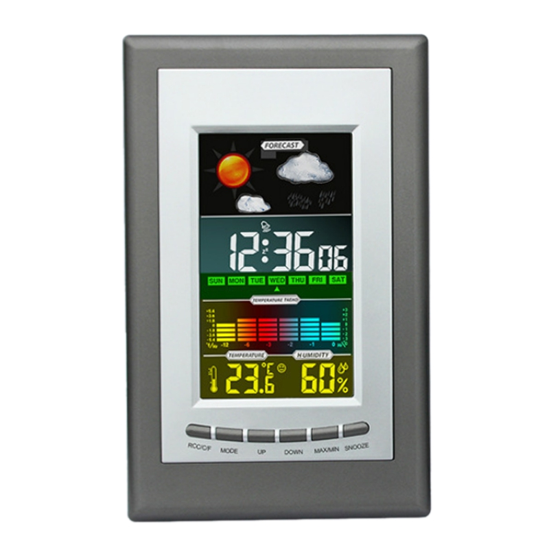 Vejr elektronisk ur, farve sn vejrur, temperatur og fugtighed vækkeur, digitalt kalenderur