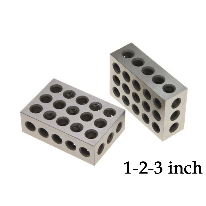 2pcs/set Hardened Steel Parallel Blocks 0.005" Precision Matched Machinist 25-50-75mm Milling Tool 23 Holes 1-2-3" block gauge: 1-2-3 INCH