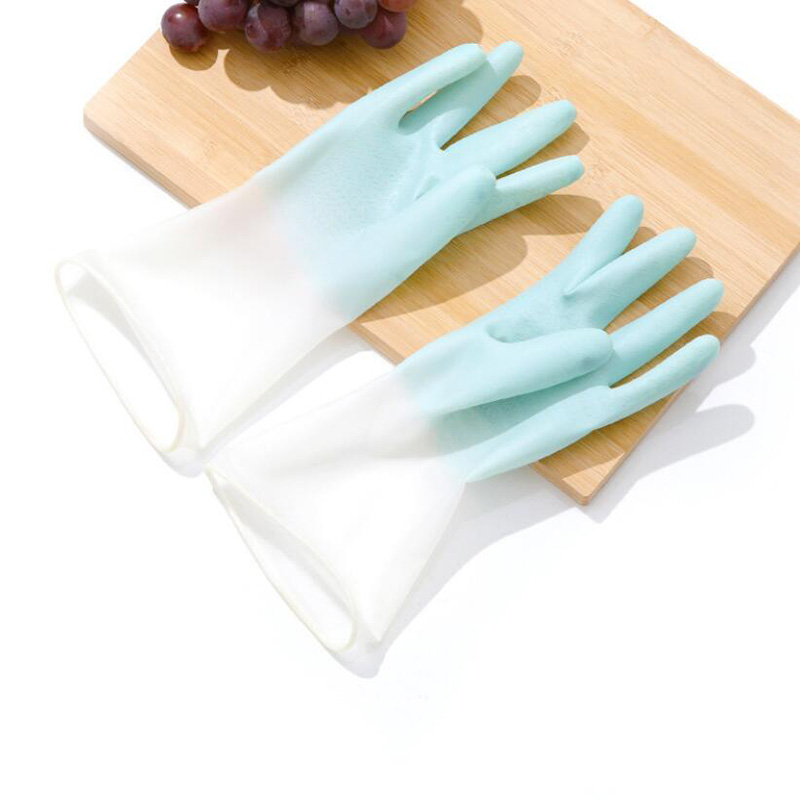 Guantes de cocina para lavar platos, manoplas de goma para lavar la ropa, guantes de limpieza para platos: Azul / L