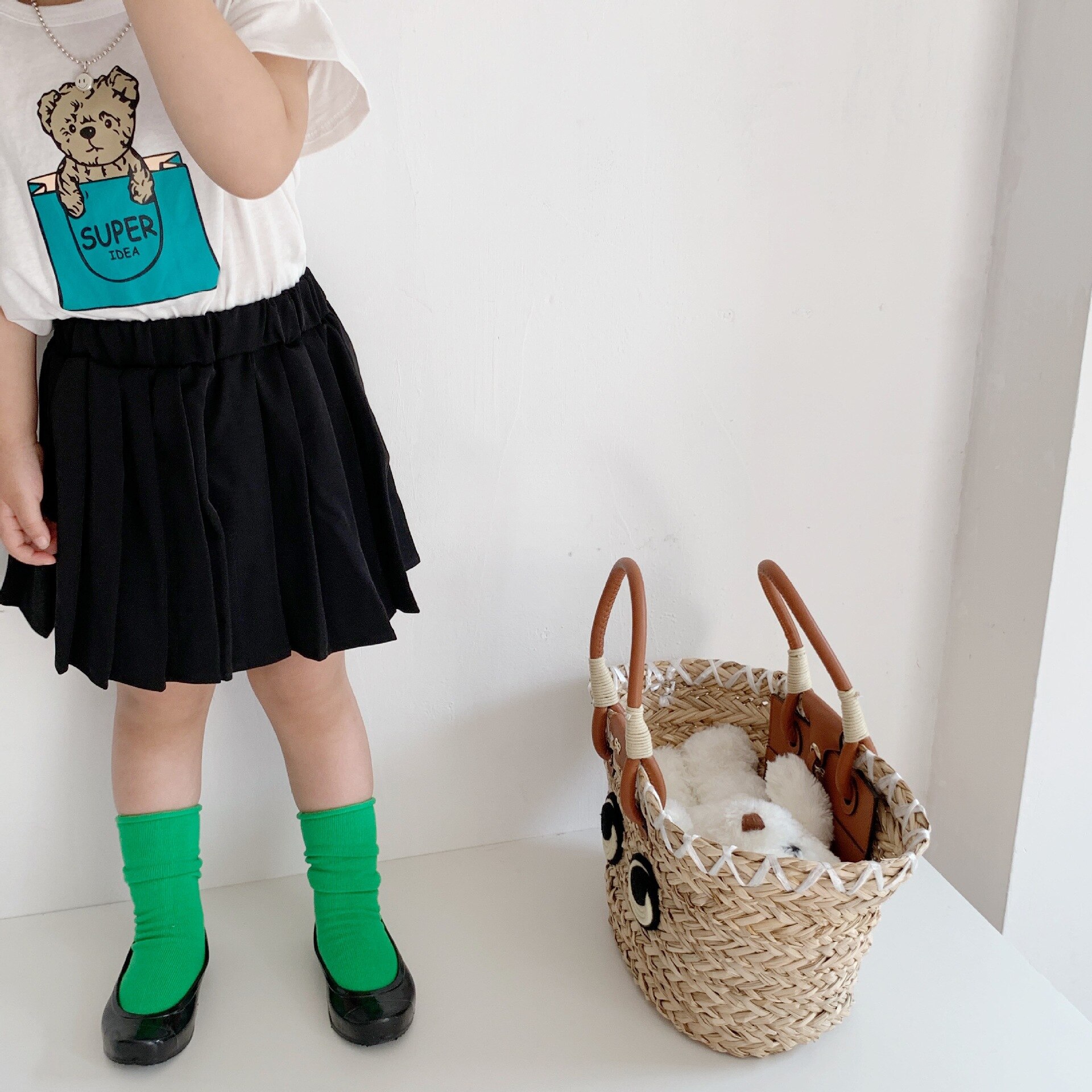 Gonna a pieghe dolce Jk per abbigliamento per bambini gonne in cotone tinta unita stile College Campus per bambini