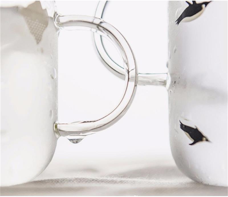 Wärme Beständig Glas Kaffee Becher Gedruckt Polar- Bär Pinguin Glas Wasser Tasse Glas Tee Becher Saft Glas Für Zu Hause Trinken utensilien