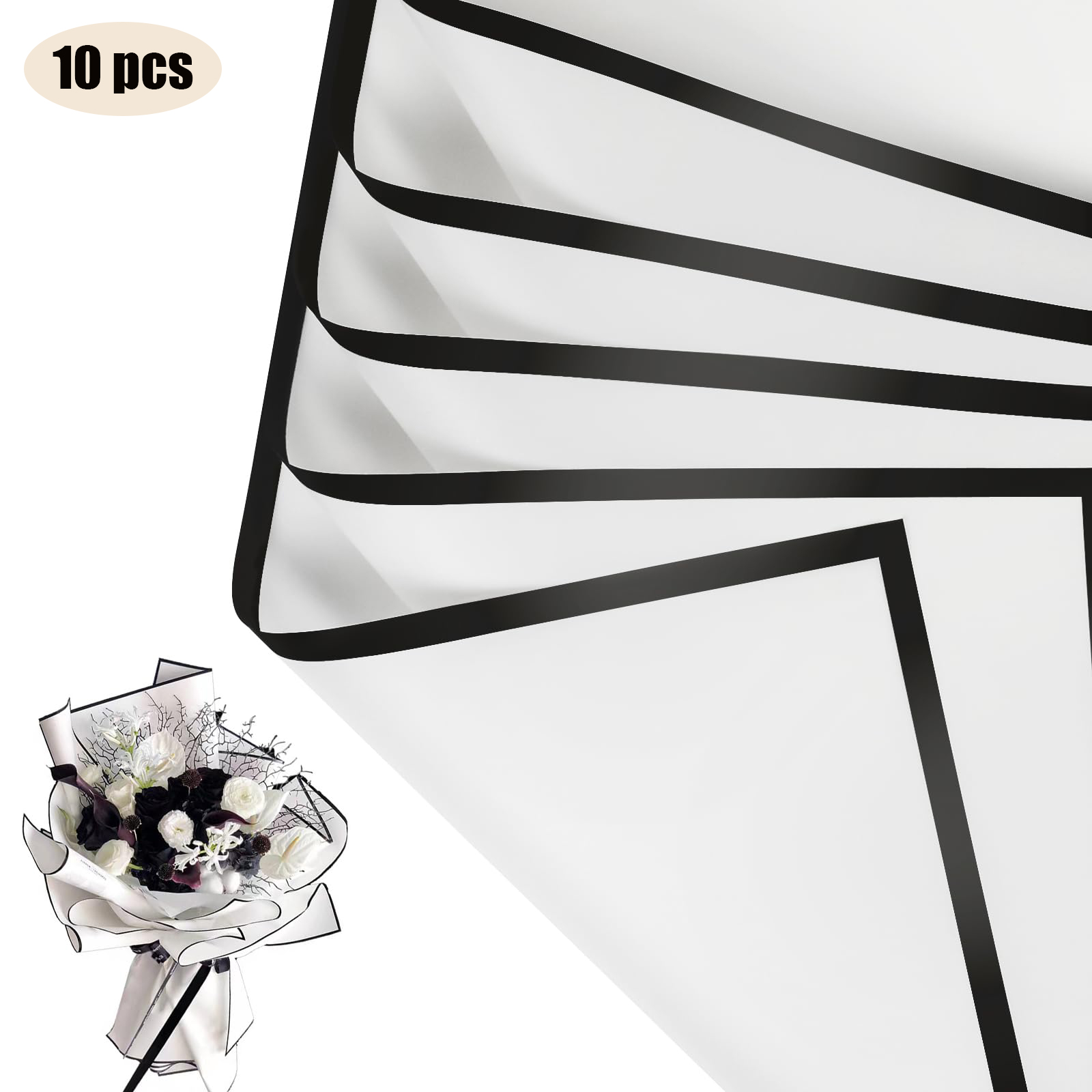 10 Sheets Flower Wrapping Paper with Golden Edges, Waterproof Bouquet Packaging - Ideal for DIY Weddings & Birthdays: light yellow