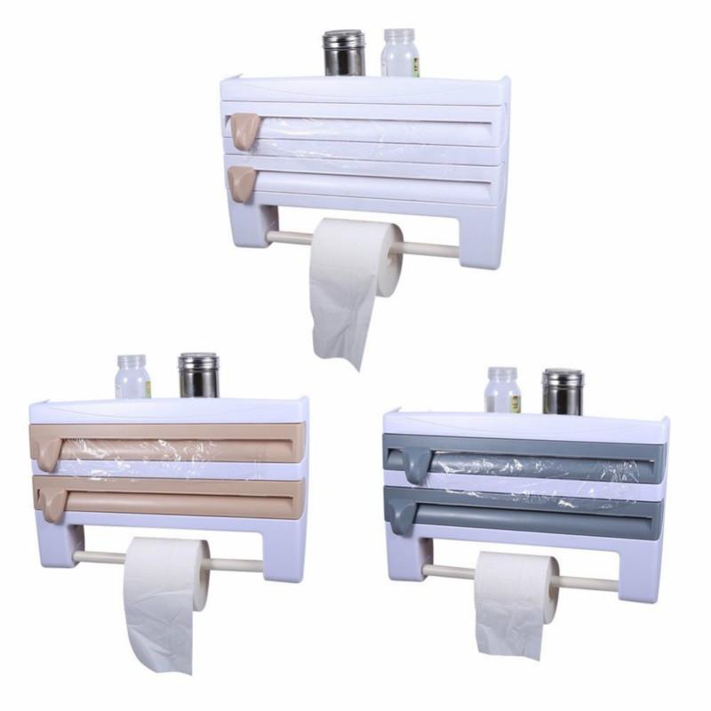 Dispensador de rollos de cocina, soporte de pared para nevera, Film transparente, papel de aluminio, montado en la pared