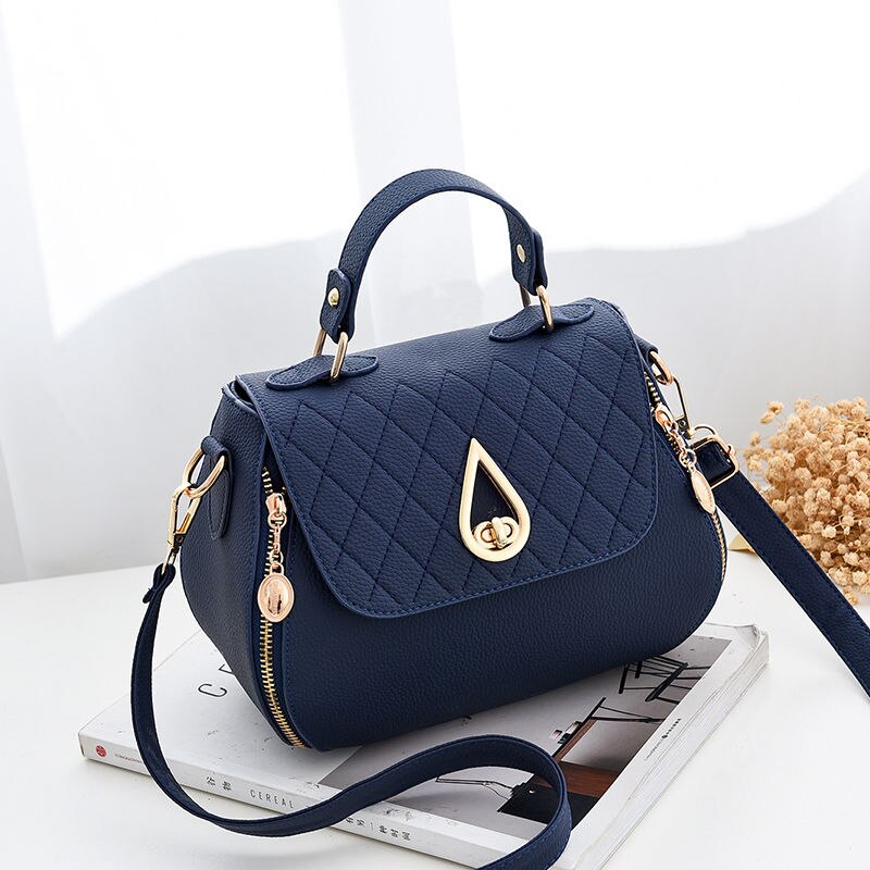Zoete Dames Handtas Dames Mode Elegante Tas Effen Kleur Bijpassende Kleur Messenger Bags Schoudertas Top: Blue New
