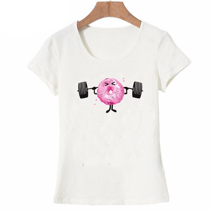 Donut Fitness Print Vrouwen T-shirt Zomer Korte Mouw O-hals Vrouwen Tops Tshirt Casual Tees Lady Esthetische: M