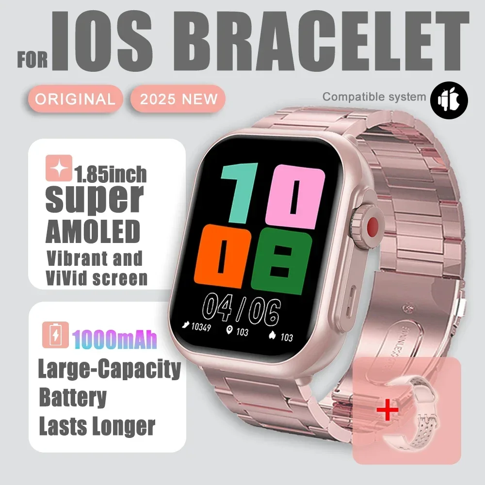 2025 novo relógio ultra 2 se masculino feminino 1000mah gps track watch freqüência cardíaca 100 + esporte bt chamada à prova dwaterproof água relógio inteligente para ios android: Marrom
