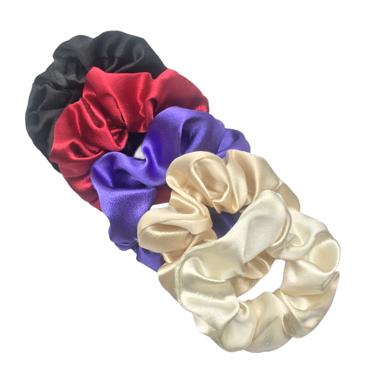 10/5 pz/lotto Accessori Donne Ragazze Raso di Seta Nastri per Capelli Solido Elastico Elegante Elastico Copricapi Titolare Scrunchy Nero