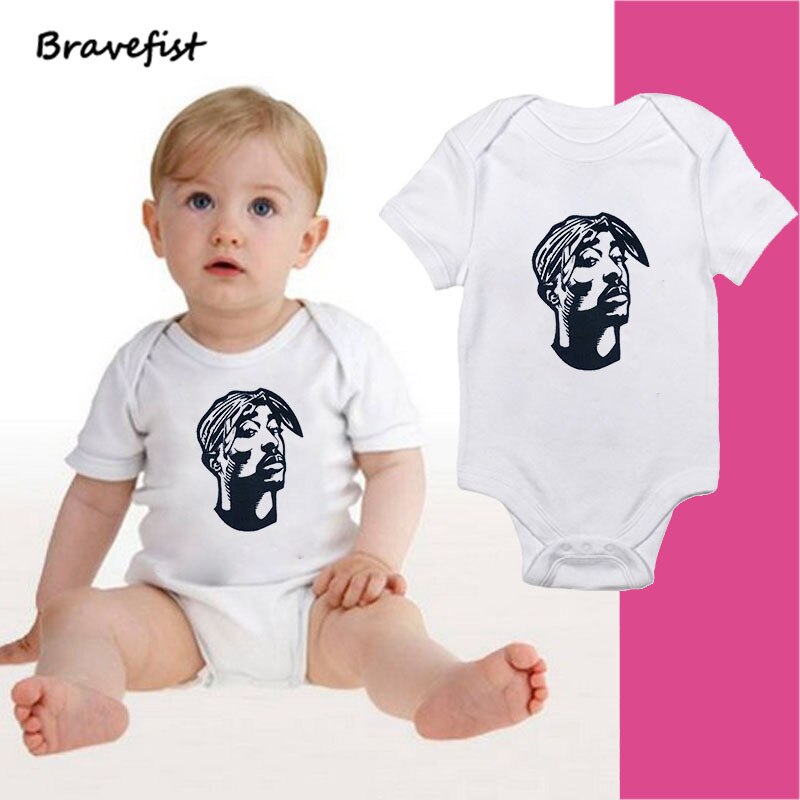 Portrait Print Baby Bodysuits Cotton Infant Outfits Short Sleeve Summer Children Girls Clothes Boys Clothing Kids Jumpsuits 0-2Y