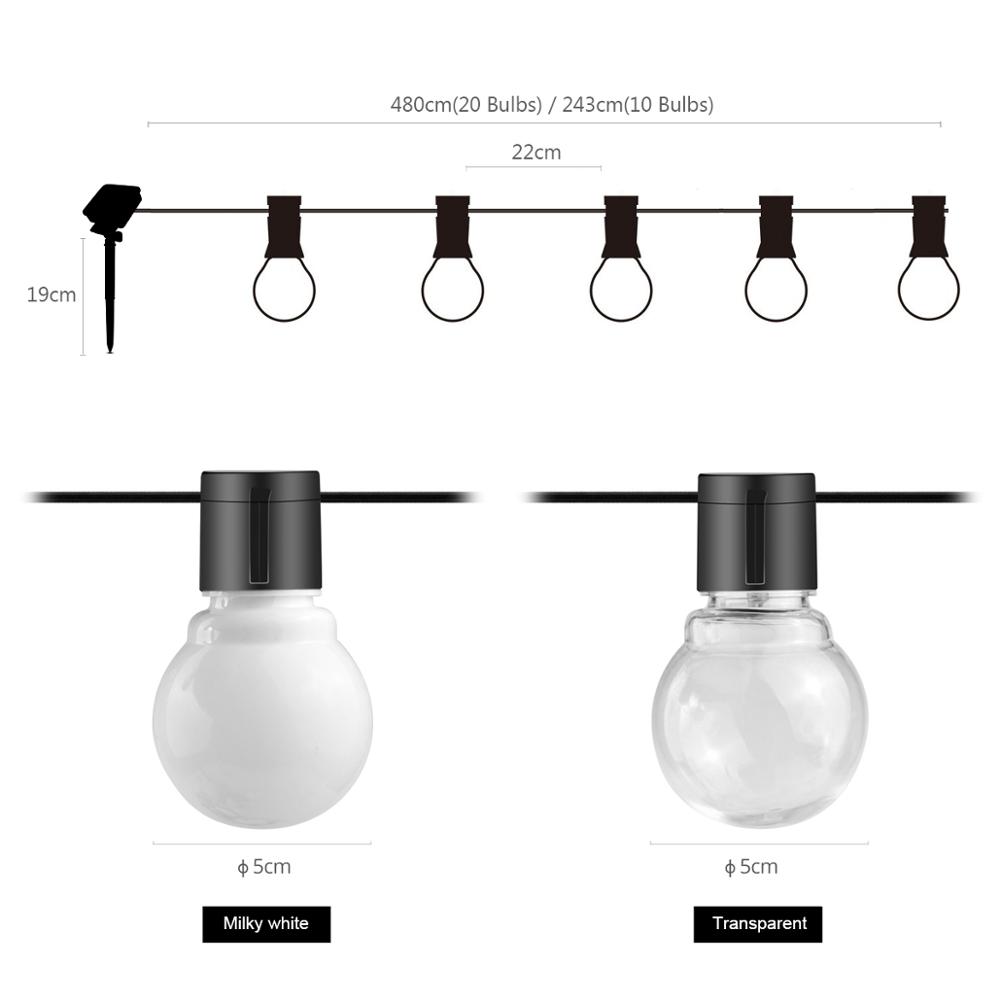 LED Garden Lights 2.5M 5M LED Solar Lawn Lamp LED Globe Bulb String Light Solar / 220V Powered Outdoor Home Lighting Decoration