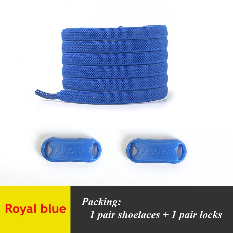 Cordones sin atar para zapatillas de deporte para niños y adultos, cordones elásticos para zapatos planos, cordones para perezosos, 24 colores, 1 par: Royal blue