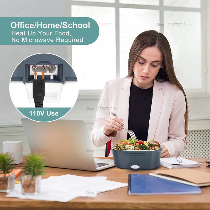 Elektryczny podgrzewacz robić lunchu, samonagrzewający się pojemnik na jedzenie robić biura, akademika, podłączany, termicznie izolowany, przenośny podgrzewacz robić posiłków.