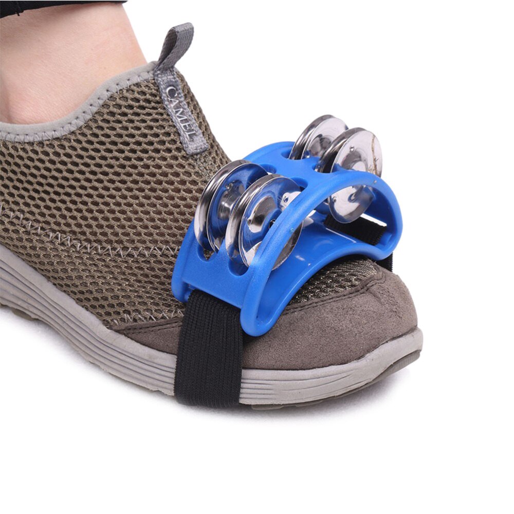 Foot Tambourine Percussion Musical Instrument With Metal Jingle Bells (Black)