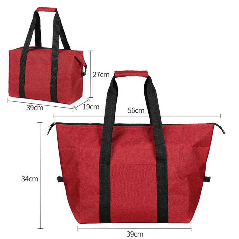 Draagbare Lunch Tas Thermische Geïsoleerde Lunch Tas Voor Vrouwen Meisjes Draagbare Carry Tote Koeler Lunchbox Geïsoleerde Tas: Red Large