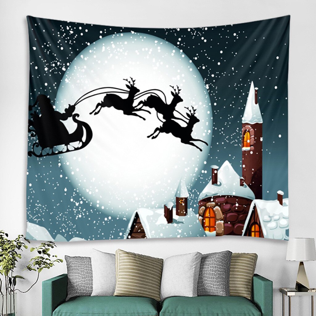 Noël tapisserie noël bonhomme de neige Art ornements noël décoration de la maison nouvel an revêtement mural tapisserie décoration # g30